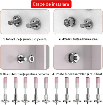 Cuie rotunde bolturi pentru pistol manual cu piulita set de 200 bucati, de 7.3 mm, durabile, rezistente la rugina, pentru beton, lemn, caramida, tavane, pereti, pardoseli