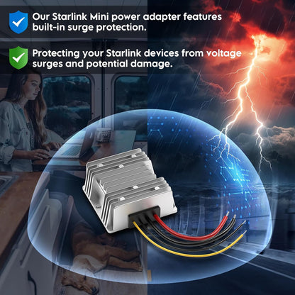 Convertor DC Step-Up XLTTYWL pentru Starlink Mini, 12V-28V la 48V 3A, 144W, adaptor alimentare cu cablu DC 2 m, carcasa aluminiu, protectii multiple