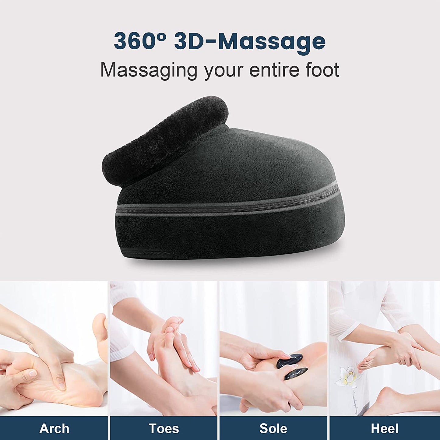 ARONT Aparat de masaj Shiatsu, 2 in 1 pentru picioare si spate, cu functie de caldura, husa detasabila, pentru acasa si birou, gri