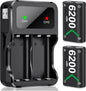 Set 2 acumulatori Xbox Ni-MH 6200mWh HELLCOOL + statie de incarcare duala USB-C, compatibili Xbox Series X/S, Xbox One S/X/Elite, baterii reincarcabile, indicator LED