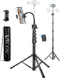 Trepied pentru telefon mobil si camera DSLR, inaltime 197 cm, trepied flexibil cu gat de lebada reglabil 25 cm, aluminiu robust, cap inclinabil 180°, telecomanda Bluetooth pentru selfie si filmari, suport pentru Vlogging, fotografie, streaming si YouTube