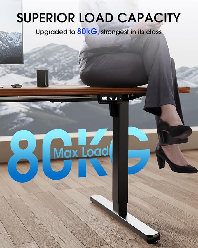 Cadru pentru birou electric reglabil pe inaltime 71-118 cm, cu organizator cabluri, carlige laterale, capacitate 80 kg, memorie inaltime, latime reglabila 100-130 cm, negru