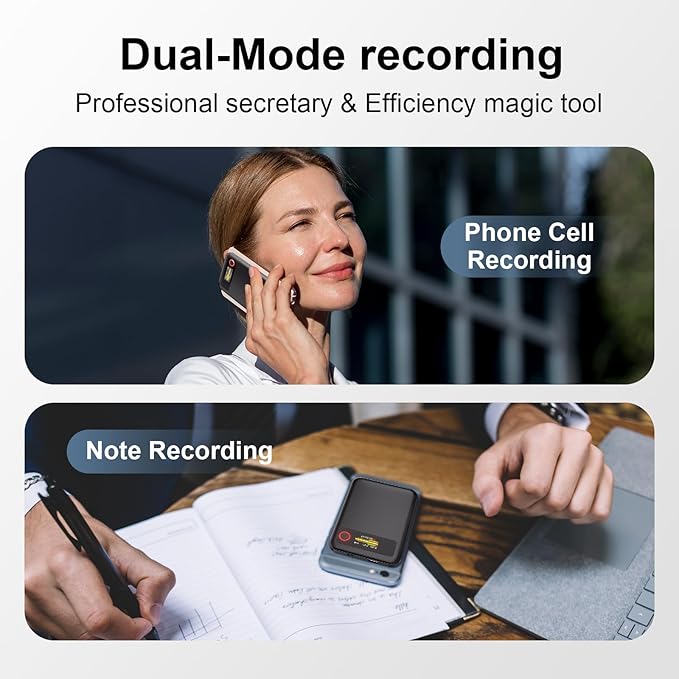 Reportofon cu traducator cu Chat GPT, inteligenta AI, 64 GB, 104 limbi, accepta rezumat, Bluetooth, prin aplicatie, microfon incorporat, sunet stereo, reducere a zgomotului, compatibil Android, iOS, Mac, Windows