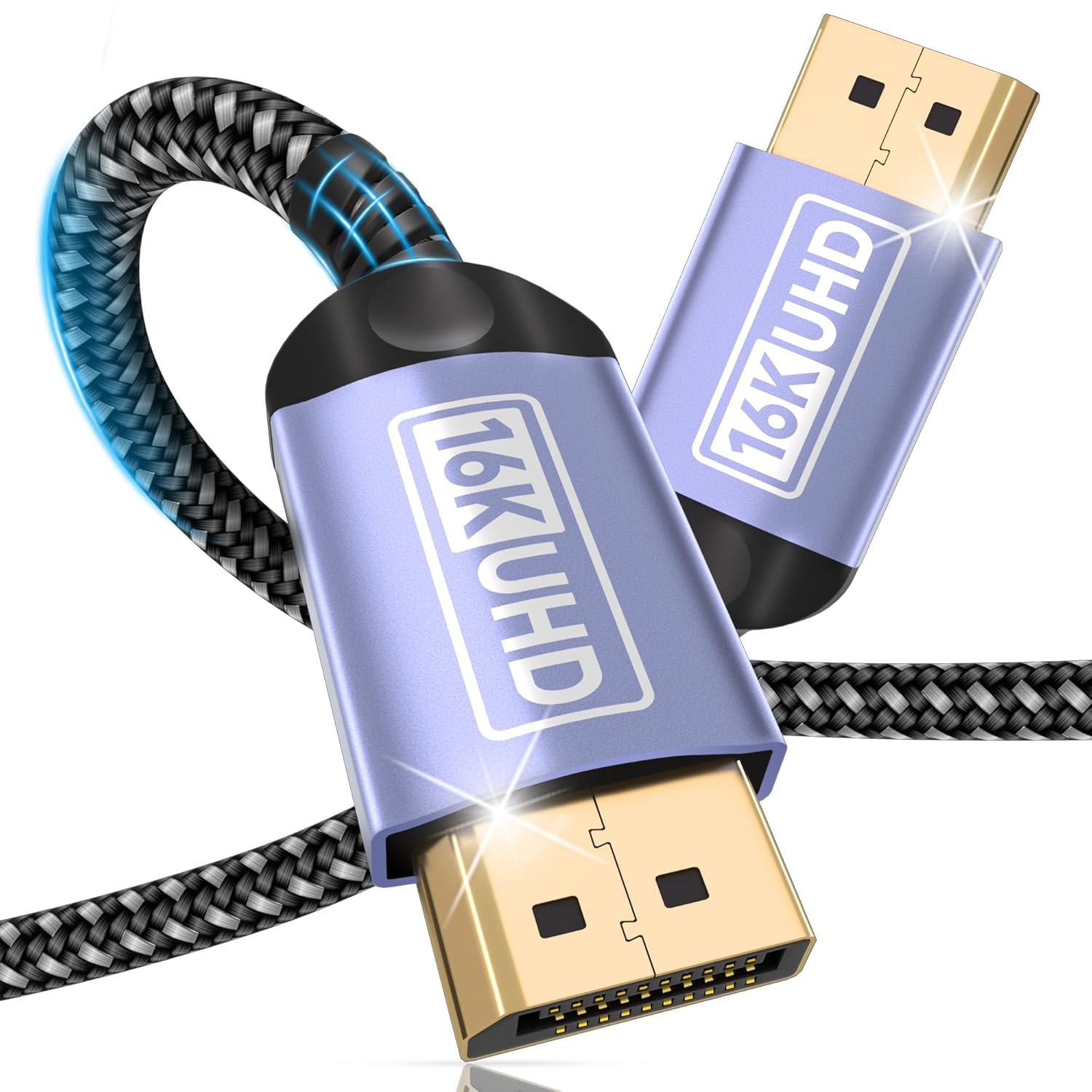 Cablu video DisplayPort 2.1 16K, de 3 m, 16K@60Hz, 10K@60Hz, 8K@120Hz, 4K@240Hz/165Hz/144Hz, 2K@360Hz/240Hz, accepta pana la 80 Gbps, DisplayPort tata la DisplayPort tata
