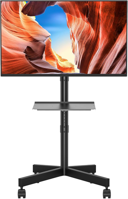 Suport TV BONTEC cu roti pentru ecrane Plasma/LCD/LED de 23-60 inch, pana la 25 kg, suport rulant reglabil pe inaltime cu raft pentru laptop, MAX VESA 400 x 400 mm