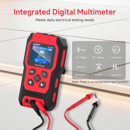 Detector profesional cabluri si circuite NOYAFA NF-8301, cu multimetru digital integrat, functie NCV fara contact 400V, 8 niveluri sensibilitate reglabila, localizare cabluri subterane si in perete, indicator semnal, lanterna LED, kit complet, rosu