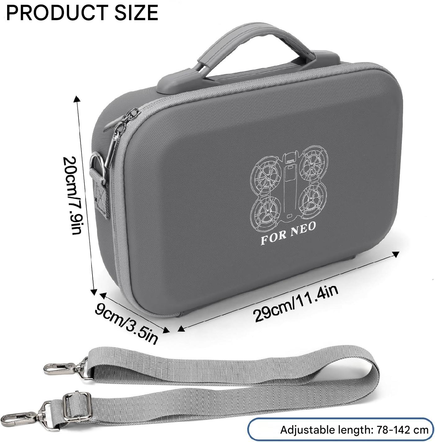 Husa de protectie pentru drona DJI Neo si controler RC-N3, geanta de transport impermeabila, portabila 29 x 20 cm, rezistenta la socuri, cu maner anti-alunecare si curea de umar, gri