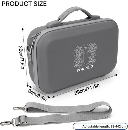 Husa de protectie pentru drona DJI Neo si controler RC-N3, geanta de transport impermeabila, portabila 29 x 20 cm, rezistenta la socuri, cu maner anti-alunecare si curea de umar, gri