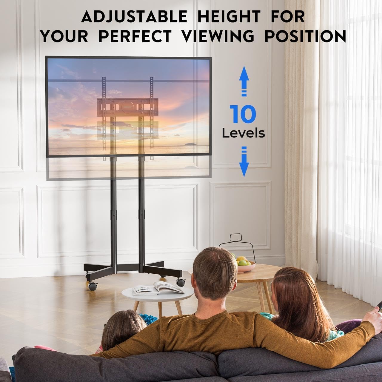 Suport TV BONTEC cu roti pentru ecrane Plasma/LCD/LED de 32-70 inch, pana la 50 kg, 6 reglaje de inaltime, VESA 400 x 400 mm