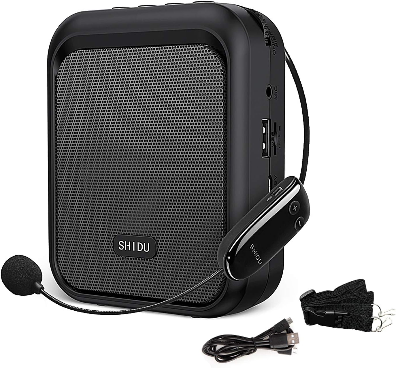 Amplificator de voce cu microfon wireless, Megafon portavoce Bluetooth portabil, baterie 1800mAh, slot card, pentru profesori, ghid turistic, antrenor
