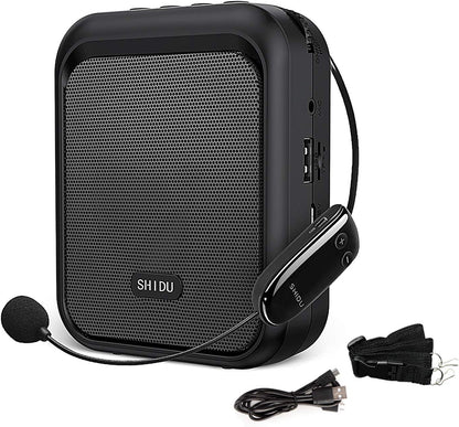 Amplificator de voce cu microfon wireless, Megafon portavoce Bluetooth portabil, baterie 1800mAh, slot card, pentru profesori, ghid turistic, antrenor