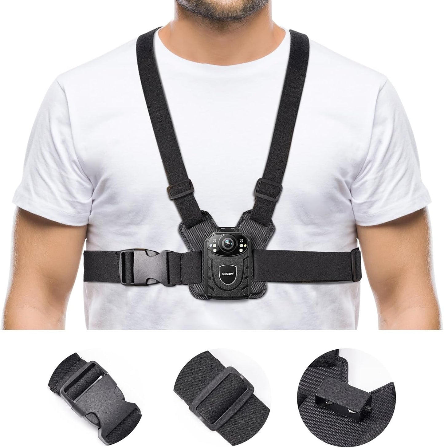 Suport pentru camera de corp cu prindere pe piept, prindere Body Cam confortabila, reglabila, universala