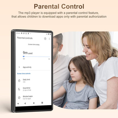 Player MP3/MP4 SWOFY D26, 96GB (32GB + 64GB SD), Android 13, WiFi & Bluetooth 5.0, ecran tactil HD 5”, Spotify/Amazon Music, Radio FM, autonomie 60h, control parental, negru
