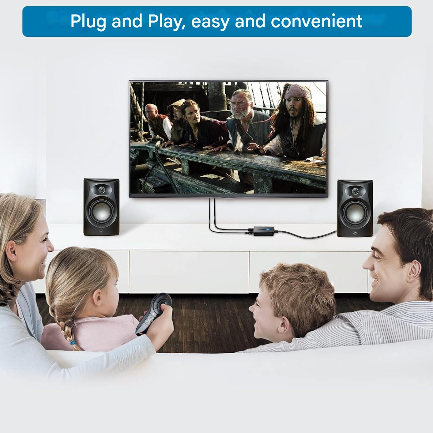 Convertor audio DA 192KHz de la digital la analog, SPDIF TOSLINK la RCA, cu chip ampificator, cu cablu optic de 1 m si iesire RCA, plug and play
