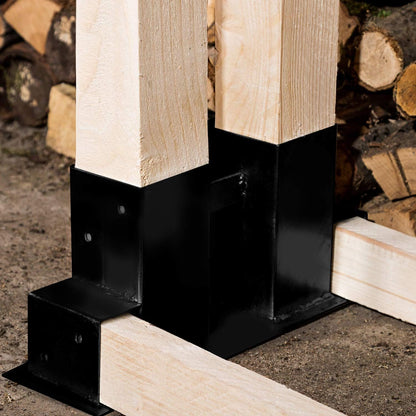 Set suport stivuire pentru lemne de foc, 4 bucati metalice reglabile, cadru robust pentru depozitare lemne, 70x70 mm si 40x60 mm, montaj rapid, ideal pentru garaj, subsol sau exterior