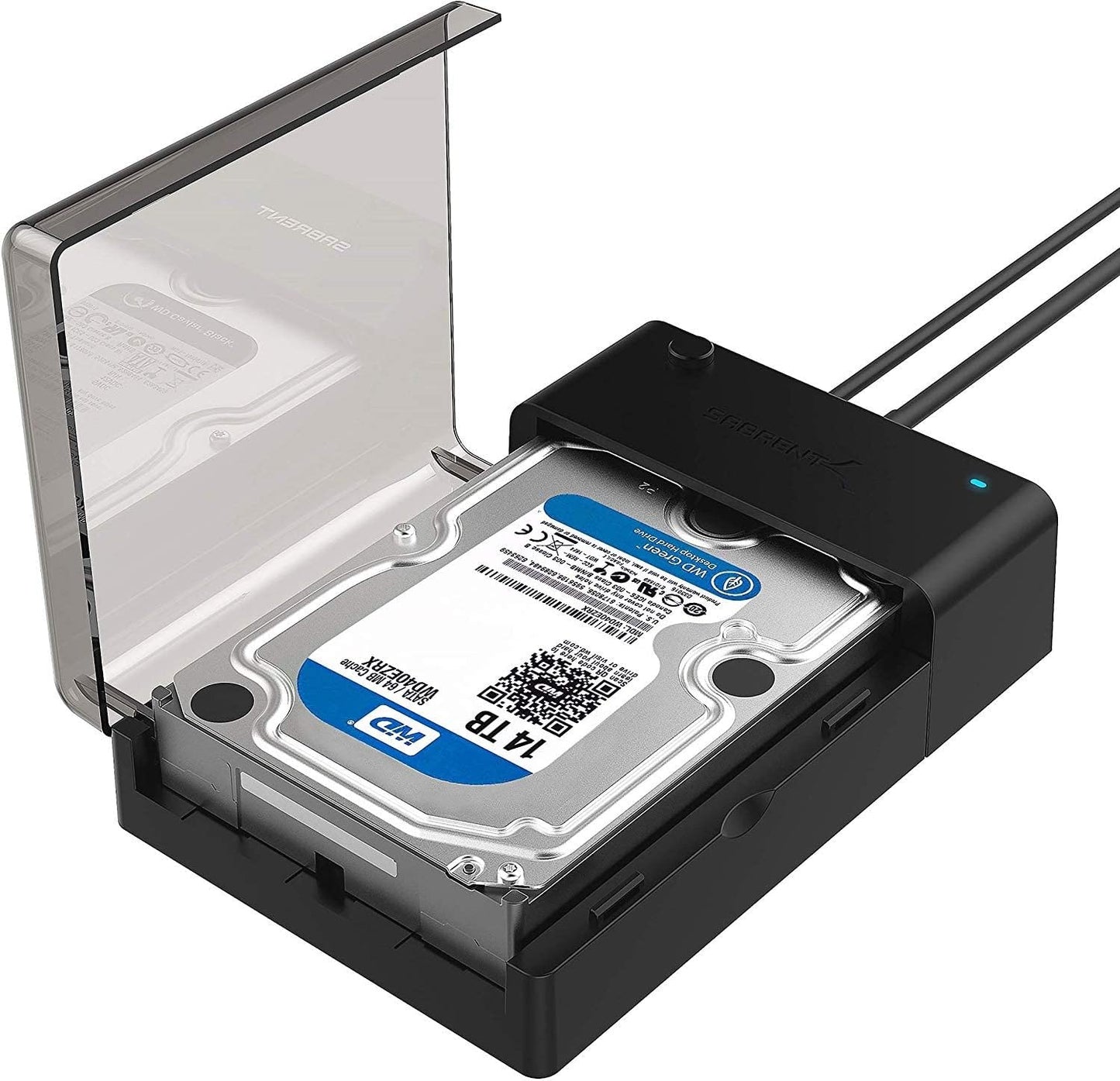 Docking Station pentru HDD/SSD extern, carcasa rack de 2,5-3,5 inchi, SATA, UASP, USB 3.0, USB 3.2 Gen1, plug and play, cu sursa de alimentare DC 12 V, rata de transfer 5 Gbps, cablu tip A de 1.8 m