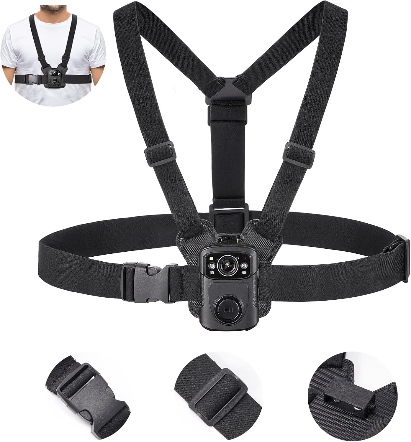 Suport pentru camera de corp cu prindere pe piept, prindere Body Cam confortabila, reglabila, universala