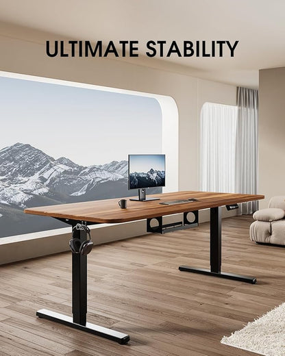 Cadru pentru birou electric reglabil pe inaltime 71-118 cm, cu organizator cabluri, carlige laterale, capacitate 80 kg, memorie inaltime, latime reglabila 100-130 cm, negru