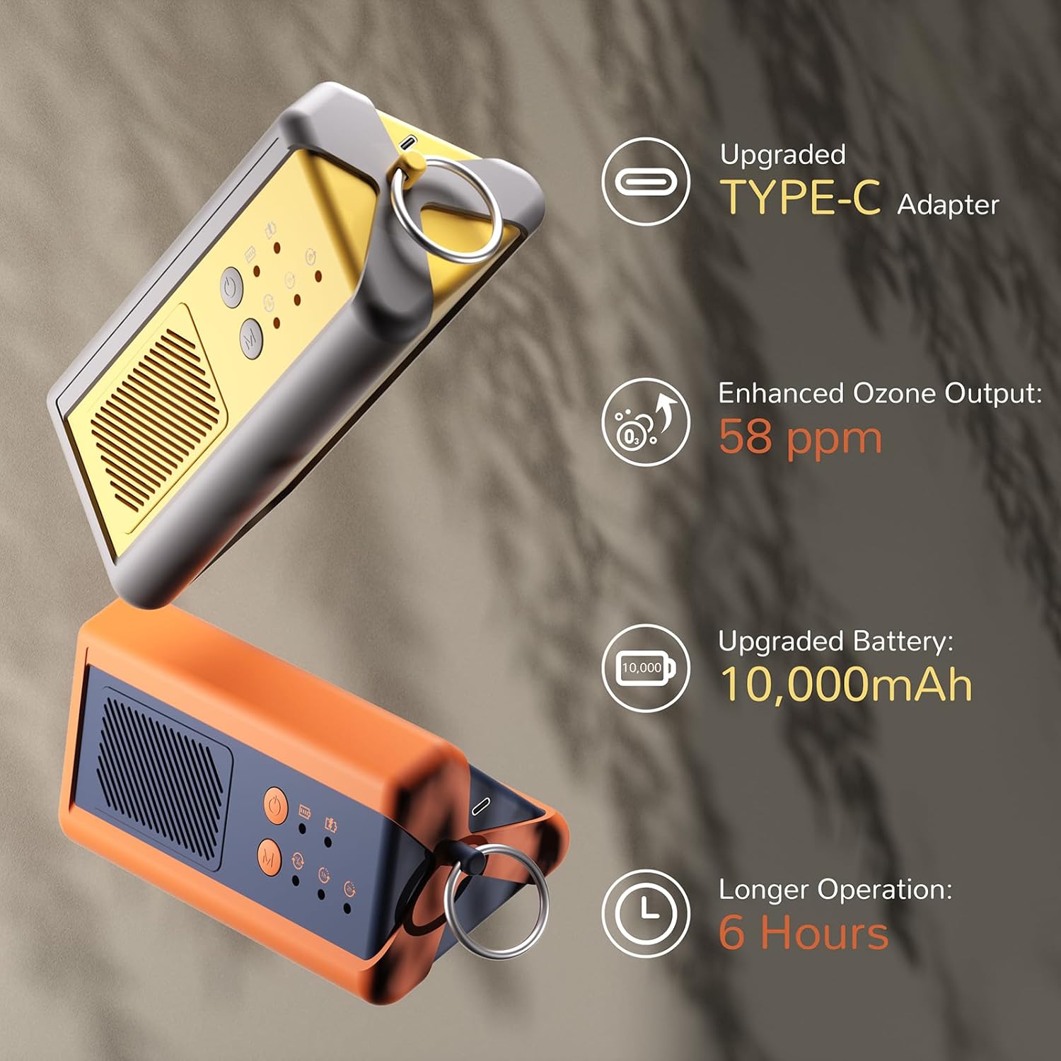 Generator de ozon portabil Airthereal PA1K-GO 1000mg/h, fara fir, cu baterie reincarcabila 3000mAh, 4 moduri functionare, eliminare mirosuri, bacterii si virusi, pentru masina, hotel, birou, baie, spatii pana la 46 mp, autonomie pana la 4-6h