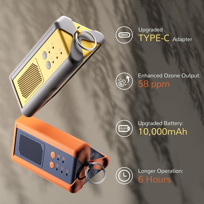 Generator de ozon portabil Airthereal PA1K-GO 1000mg/h, fara fir, cu baterie reincarcabila 3000mAh, 4 moduri functionare, eliminare mirosuri, bacterii si virusi, pentru masina, hotel, birou, baie, spatii pana la 46 mp, autonomie pana la 4-6h