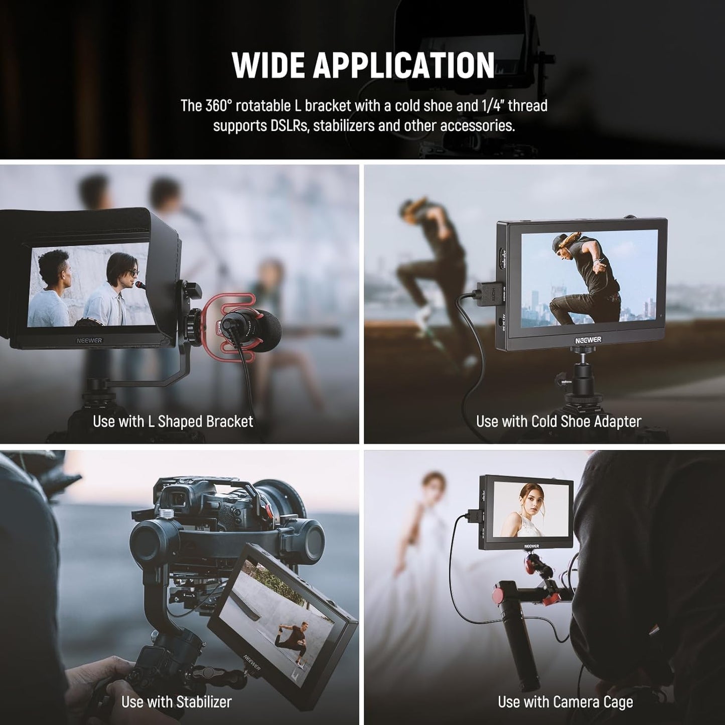 Set monitor video de teren 5.5 inch, 3D LUT, Touchscreen IPS Full HD 1920 x 1080, HDR, HDMI Loop-in/out 4K, Full Waveform, Focus Peaking Assistant, cu acumulator NP-F550, incarcator si parasolar