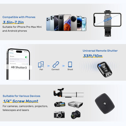Trepied foto Victiv 188 cm, aluminiu usor si compact, cap detasabil 3 directii 360°, suport smartphone, telecomanda wireless, compatibil DSLR Canon/Nikon/Sony, smartphone/tableta, capacitate 6 kg, albastru