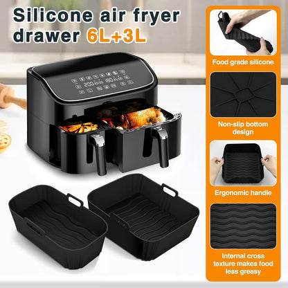 Set 27 accesorii pentru friteuza cu aer cald Philips Dual Basket Airfryer 3000/5000 series (6L/3L), tavi silicon, gratare inox, multicolor