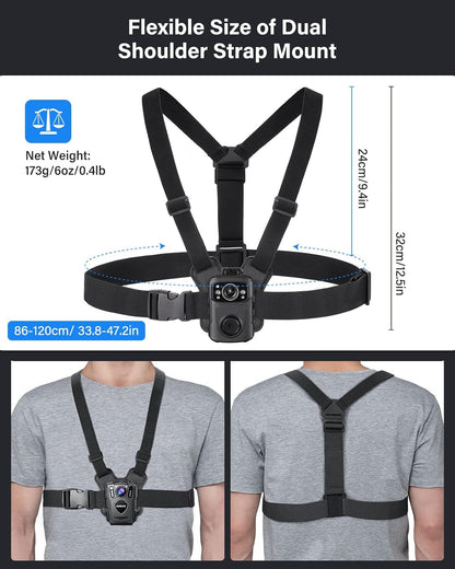 Suport pentru camera de corp cu prindere pe piept, prindere Body Cam confortabila, reglabila, universala