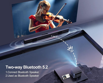 Videoproiector Wimius P64 WiFi Bluetooth Full HD 1080P, 600 ANSI Lumeni 4K Suport WiFi-6 Home Theater LED de 300 inchi pentru iOS/Android/TV Stick/Xbox/PS5 HDMI AV USB