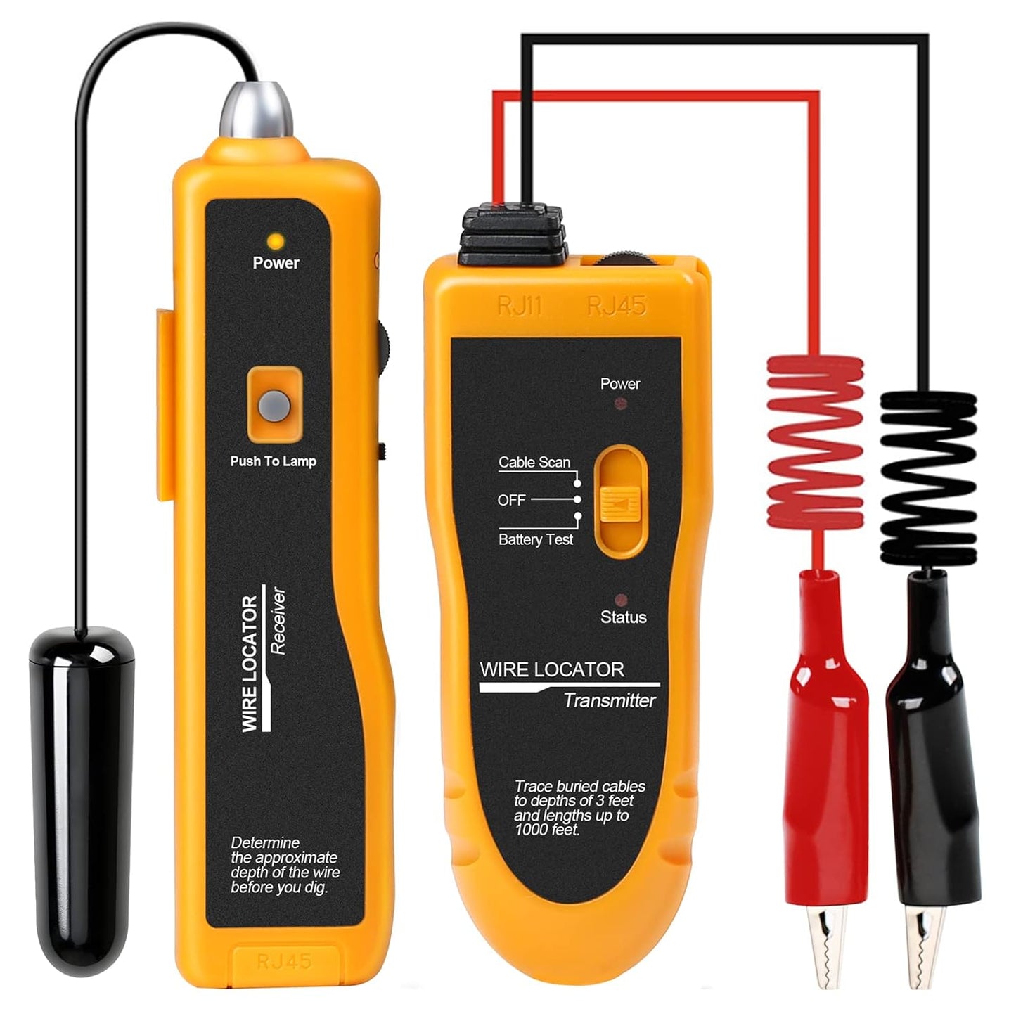 Detector de cabluri subterane, localizator fire, tevi metalice, coaxial, cu transmitator si receptor, lumina LED, adancime pana la 60 cm si 300 m lungime, KOLSOL