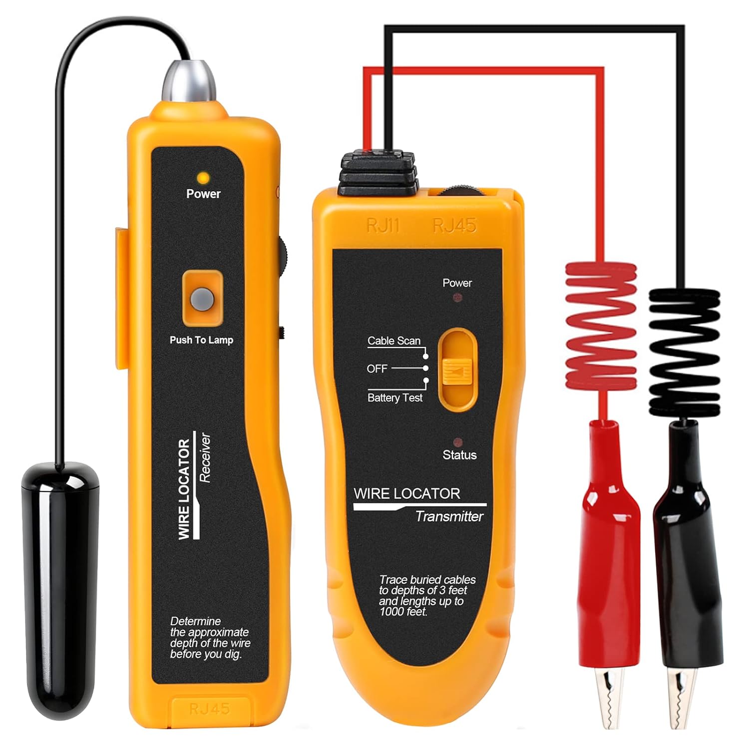 Detector de cabluri subterane, localizator fire, tevi metalice, coaxial, cu transmitator si receptor, lumina LED, adancime pana la 60 cm si 300 m lungime, KOLSOL