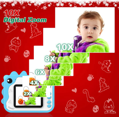 Aparat foto instant pentru copii, functii foto, video, printare, zoom 10X, ecran 2, 4 inch, HD 1080P, 12 MP, memorie 32 GB, baterie 1000 mAh, 7 filtre, 8 efecte, 20 rame, 4 jocuri puzzle, 3 role hartie, 5 carioci, husa de silicon, snur, cablu USB-C