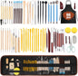 Set unelte de modelaj 66 piese pentru sculptura si ceramica, kit complet DIY pentru lut polimeric, sculptura, olarit si decor, unelte lemn + metal + silicon, geanta depozitare si sort incluse, pentru incepatori si profesionisti