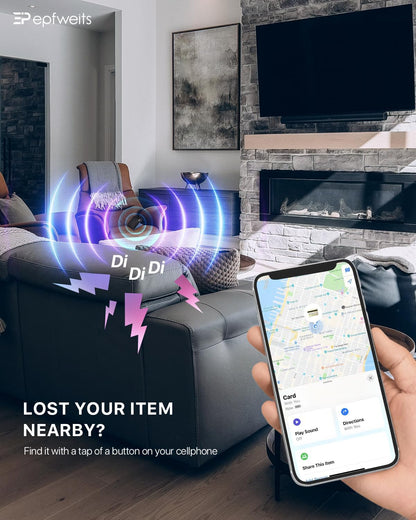 Card smart, dispozitiv antipierdere portofel, localizator Bluetooth cu incarcare wireless, sonerie, 1.6 mm, 60 m, doar pentru Apple iOS Find My