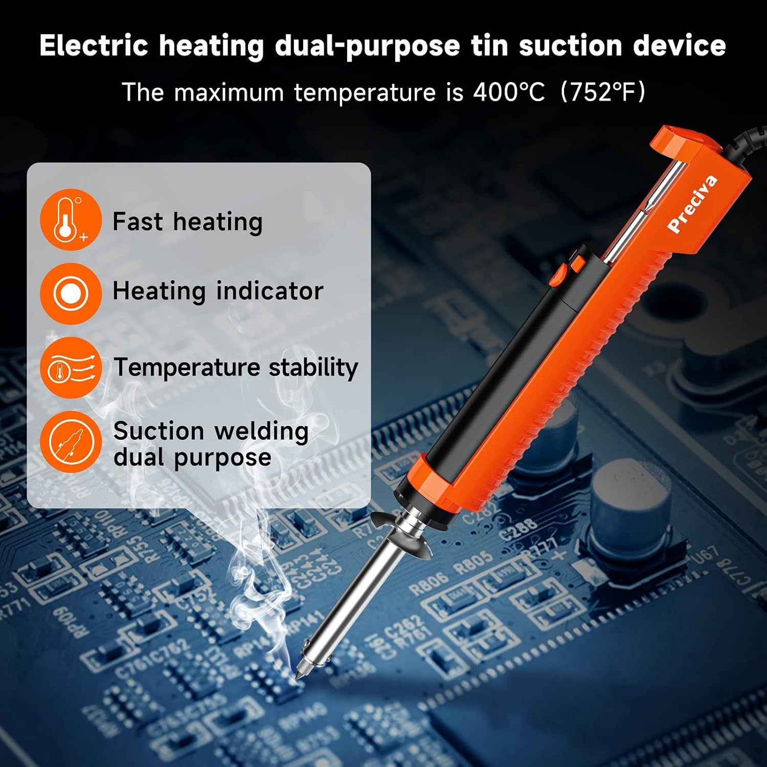Pompa fludor, ciocan de lipit si dezlipit, aparat de decositorit cu aspiratie, duze de 1, 0 mm si 1, 2 mm incluse, cu ac de curatare