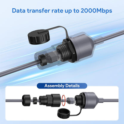 Adaptor Ethernet XLTTYWL pentru Starlink Gen 3 / Mini, RJ45, cuplaj extensie si reparatie, IP67 impermeabil, compatibil Starlink V3 Dishy, conectori lipire, pentru exterior si interior