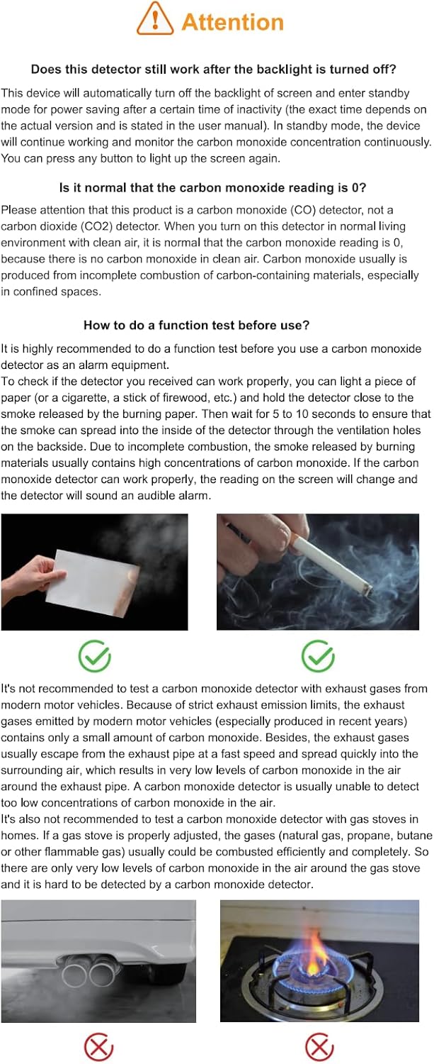 Detector portabil de CO – monoxid de carbon cu afisaj temperatura si umiditate, portabil pentru calatorii si camping, portocaliu