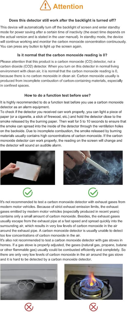 Detector portabil de CO – monoxid de carbon cu afisaj temperatura si umiditate, portabil pentru calatorii si camping, portocaliu