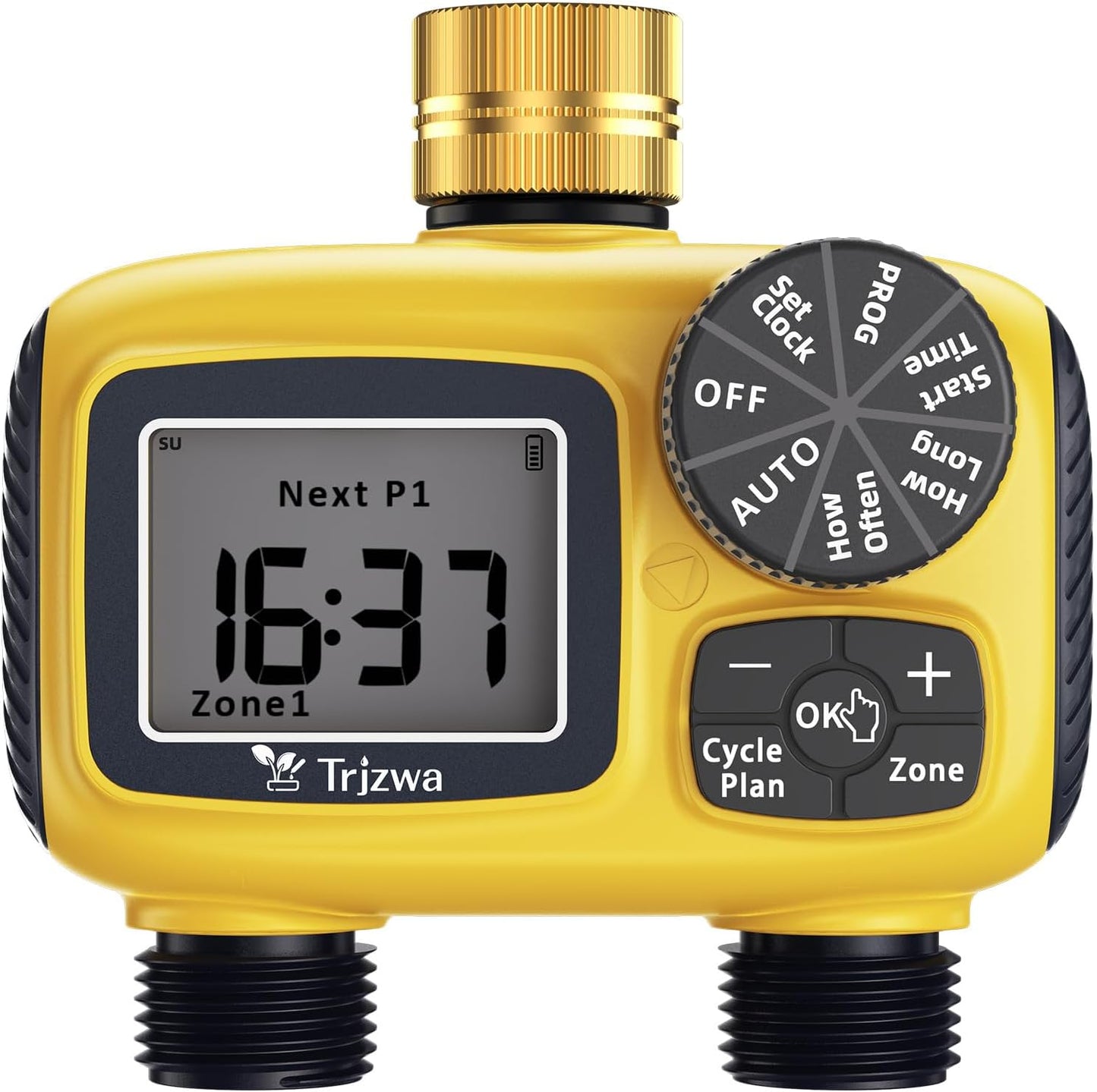 Programator irigare automat cu 2 iesiri, temporizator udare digital LCD, intrare din alama, impermeabil IP55, programare zilnica si saptamanala, pentru gradina, gazon si sera