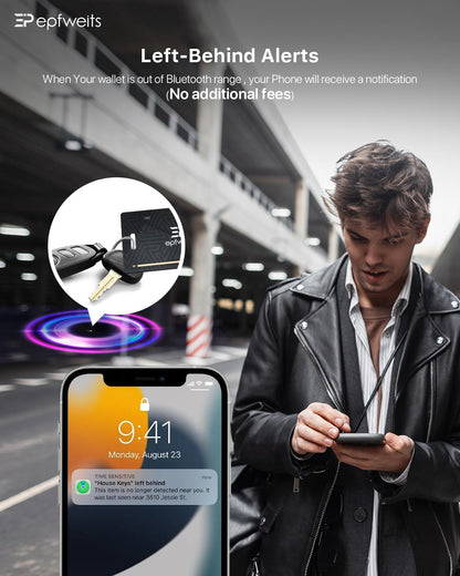 Card smart, dispozitiv antipierdere portofel, localizator Bluetooth cu incarcare wireless, sonerie, 1.6 mm, 60 m, doar pentru Apple iOS Find My