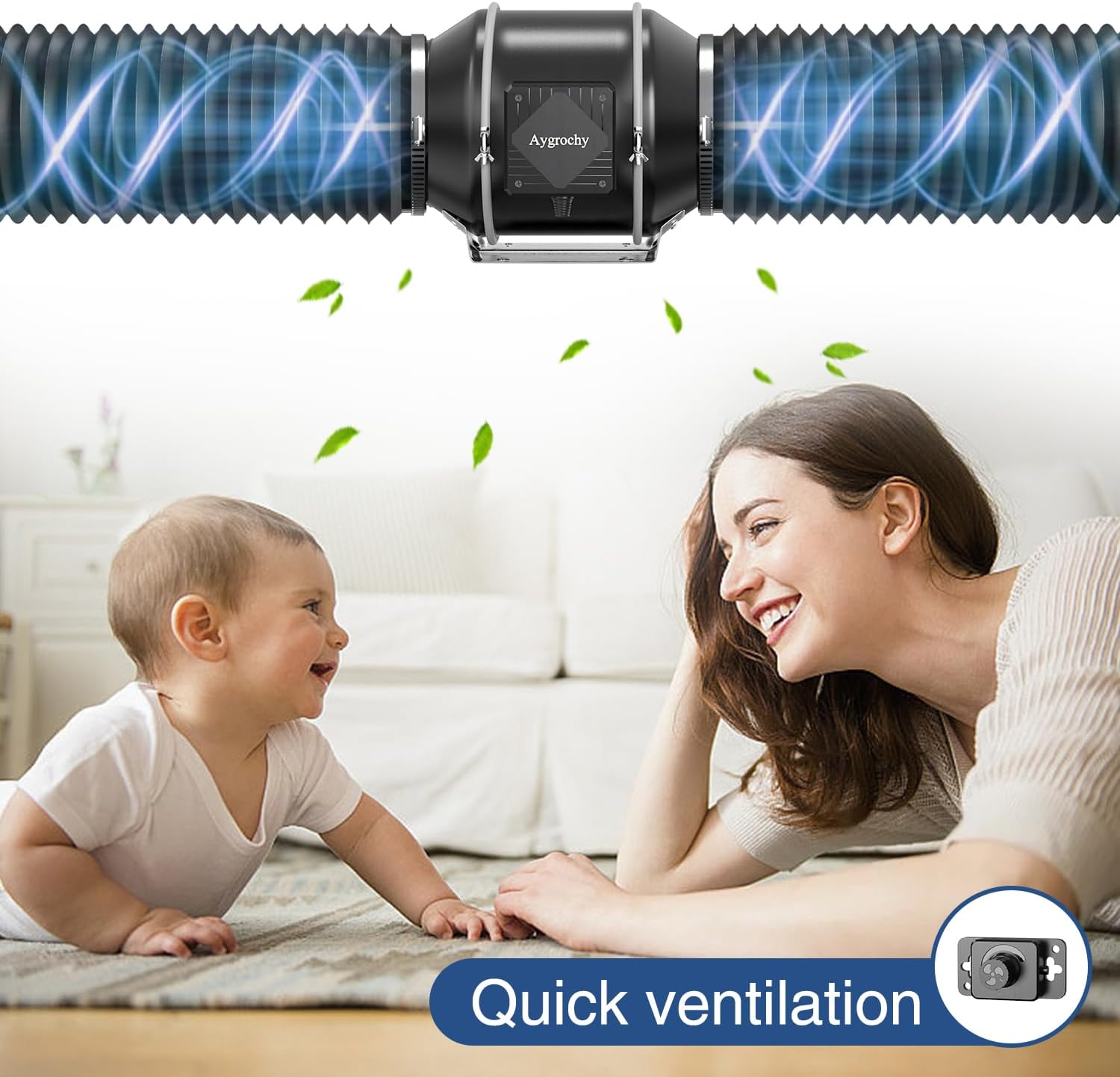Ventilator evacuare aer 150 mm, reglabil, cu regulator de viteza, 683 m³/h, 2800 rpm, 55 W, 32 dB, material ABS, pentru incalzire, racire, boostere, corturi de crestere, hidroponie, ventilatie de evacuare
