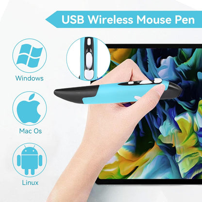 Mouse Wireless tip stilou 2.4G, vertical si ergonomic, optic, mini receptor radio USB, conexiune USB-C si micro, compatibil PC, Laptop, Notebook, Windows 7/8/Vista/XP/2000 si macOS – Pentru dreptaci si stangaci