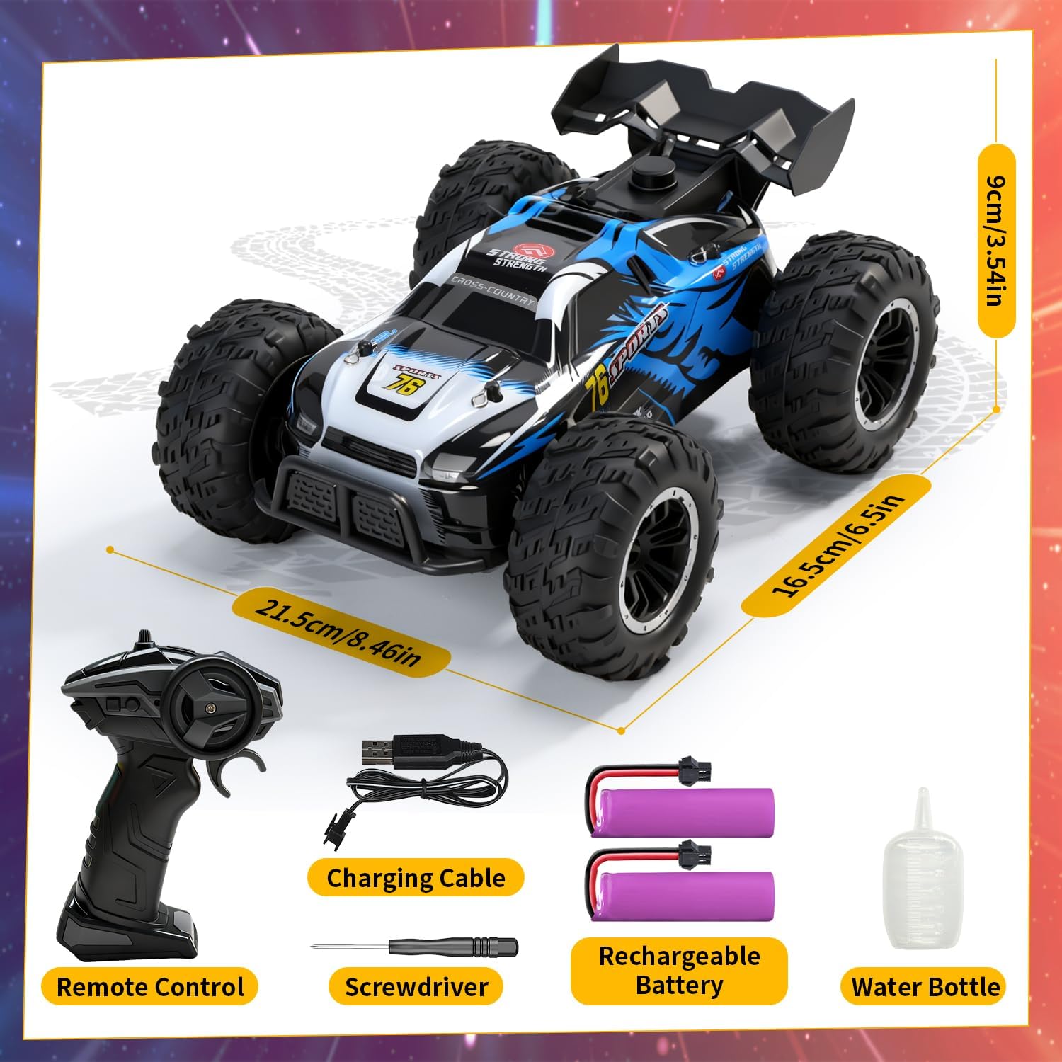 Masina RC DEERC 1:16 4WD – LED, muzica, efect abur, baterie duala, 40 minute autonomie, cu telecomanda