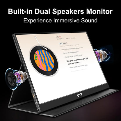 Monitor portabil 16.1 inch, 1080P Full HD 1920X1080, HDR, 16:9, 1200:1, mod Portret, Duplicat, Extend, Second Screen, USB-C, cu difuzor incorporat, pentru laptop, PC, PS5, Consola