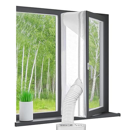 Garnitura ferestre pentru aer conditionat mobil, lungime maxima 400 cm, sistem de evacuare portabil, compatibil cu ferestre, retractabile si tractibile, luminatoare, batante, basculante