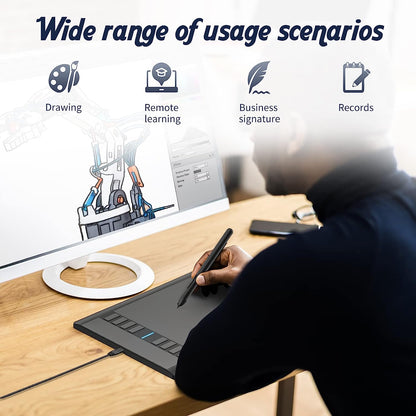 Tableta grafica Ugee M708, cu stilou pasiv, 8192 puncte de presiune, 266RPS, 10 x 6 inch, neagra