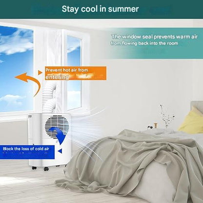 Garnitura ferestre pentru aer conditionat mobil, lungime maxima 400 cm, sistem de evacuare portabil, compatibil cu ferestre, retractabile si tractibile, luminatoare, batante, basculante