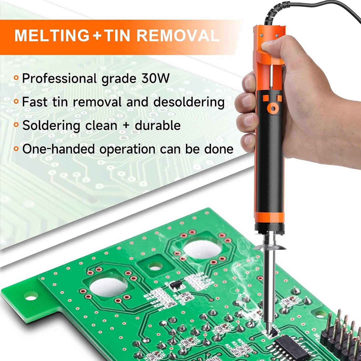 Pompa fludor, ciocan de lipit si dezlipit, aparat de decositorit cu aspiratie, duze de 1, 0 mm si 1, 2 mm incluse, cu ac de curatare