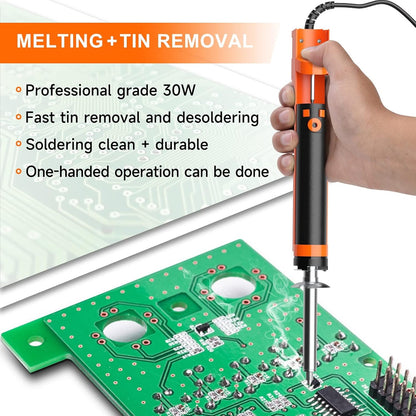 Pompa fludor, ciocan de lipit si dezlipit, aparat de decositorit cu aspiratie, duze de 1, 0 mm si 1, 2 mm incluse, cu ac de curatare