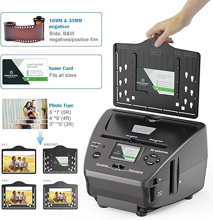 Scanner de film, diapozitive si poze, cu afisaj LCD de 2.4 inch, converteste in format digital, cu slot card SD si USB, de 22 MP